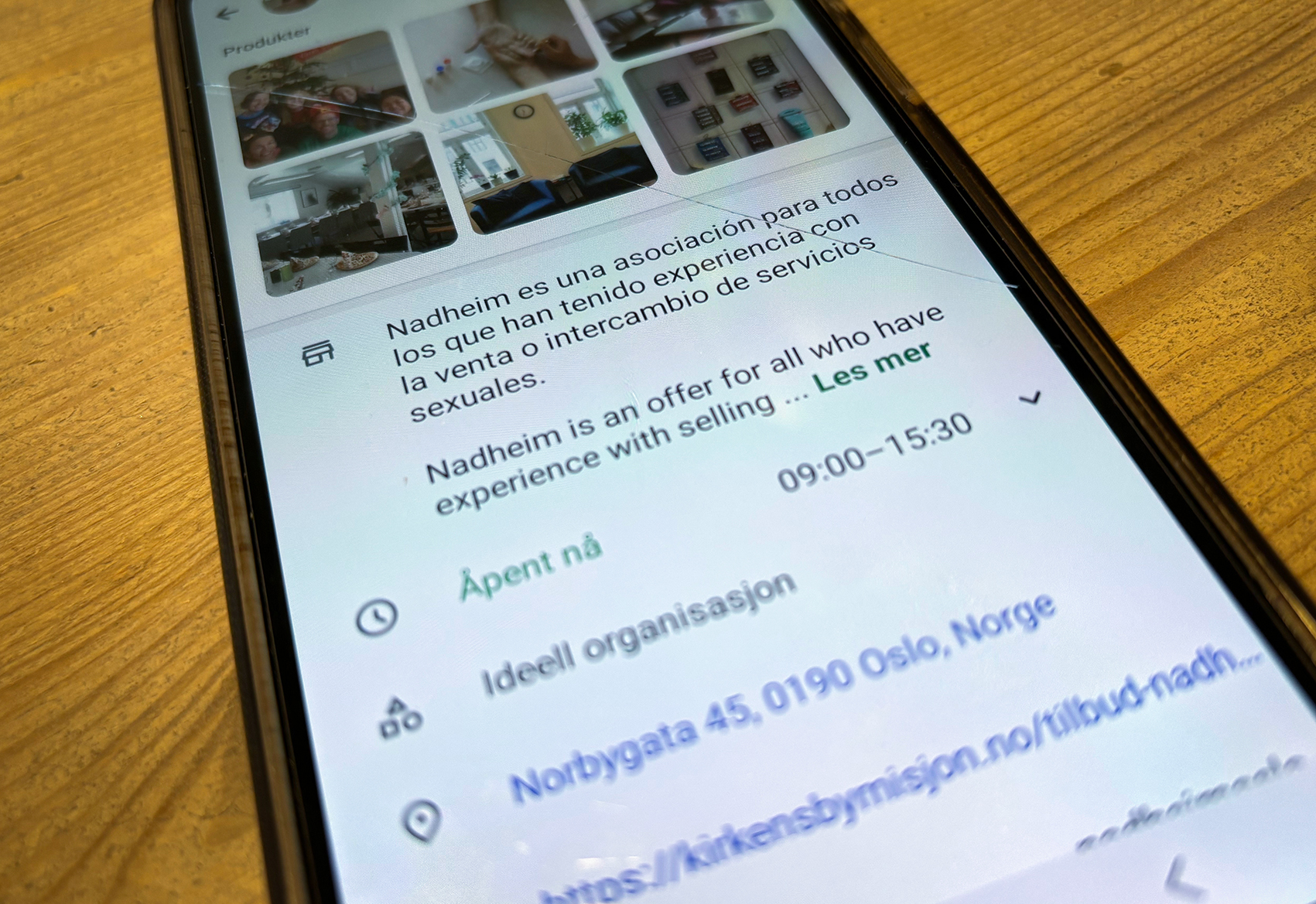 Kontaktinformasjon p&aring; WhatsApp. Nadheim, Oslo.