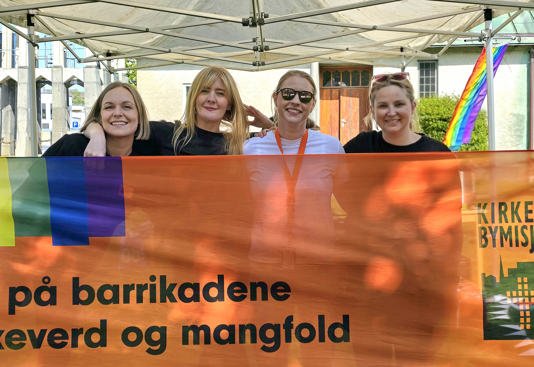 Fra venstre: Silje Dahl (vernepleier), Ine Korsnes-Nerg&aring;rd (sosionom og fagleder), Lise Sandmo (sykepleier&shy;) og Marit Kindsb&aelig;kken (sosionom). Foto: Kirkens Bymisjon, Bod&oslash;