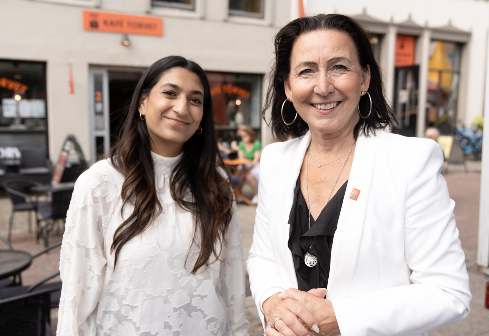 Maria Qureshi og Adelheid Firing Hvambsal. Arendalsuka 2026, Kristiansand. Foto: Torstein Ihle